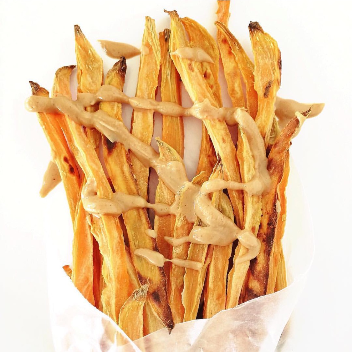 Clean and Easy Sweet Potato Fries with Natural Peanut Butter Drizzle