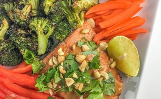 Broiled Salmon Homemade Thai Peanut Sauce