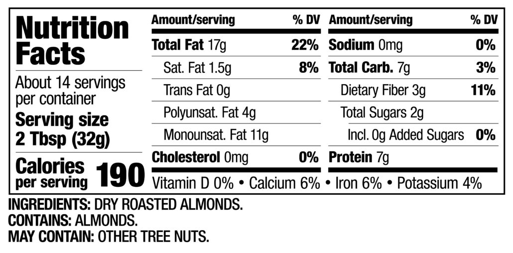 Almond Butter Full Nutrition Facts And Ingredients