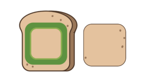 illustration of a sandwich cutter cutting crusts from a slice of bread