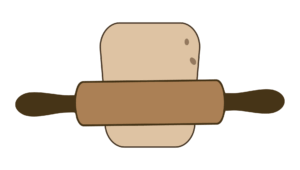 illustration of a rolling pin flattening a slice of bread